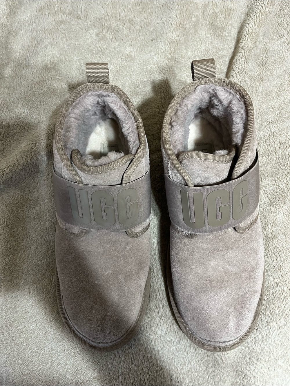 UGG Kids Taupe Suede Ankle Boots with Shearling Lining